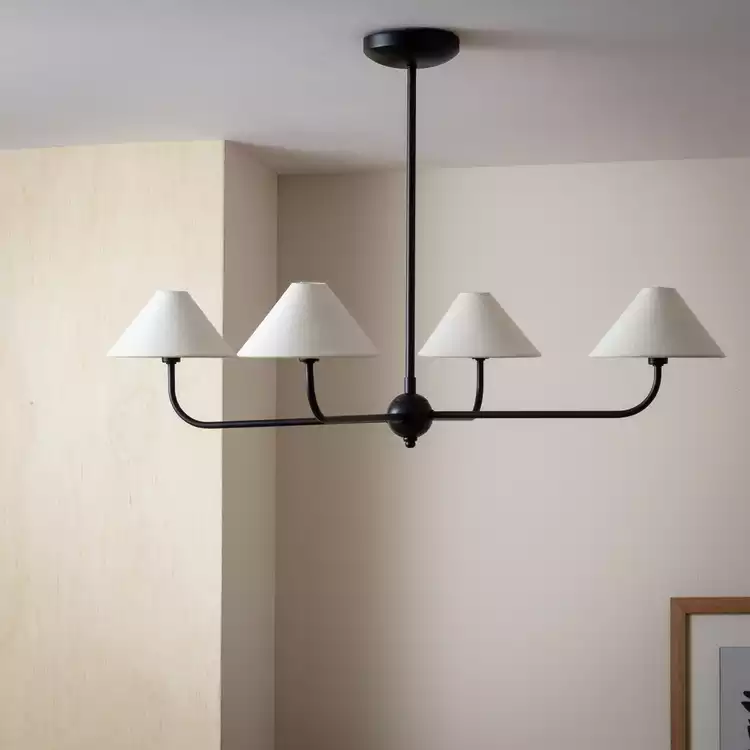 Habitat Matte black 4L chandelier with shades