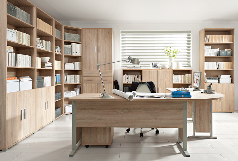 Regał Brw Office 79 cm z 2 drzwiami i 4 półkami dąb sonoma