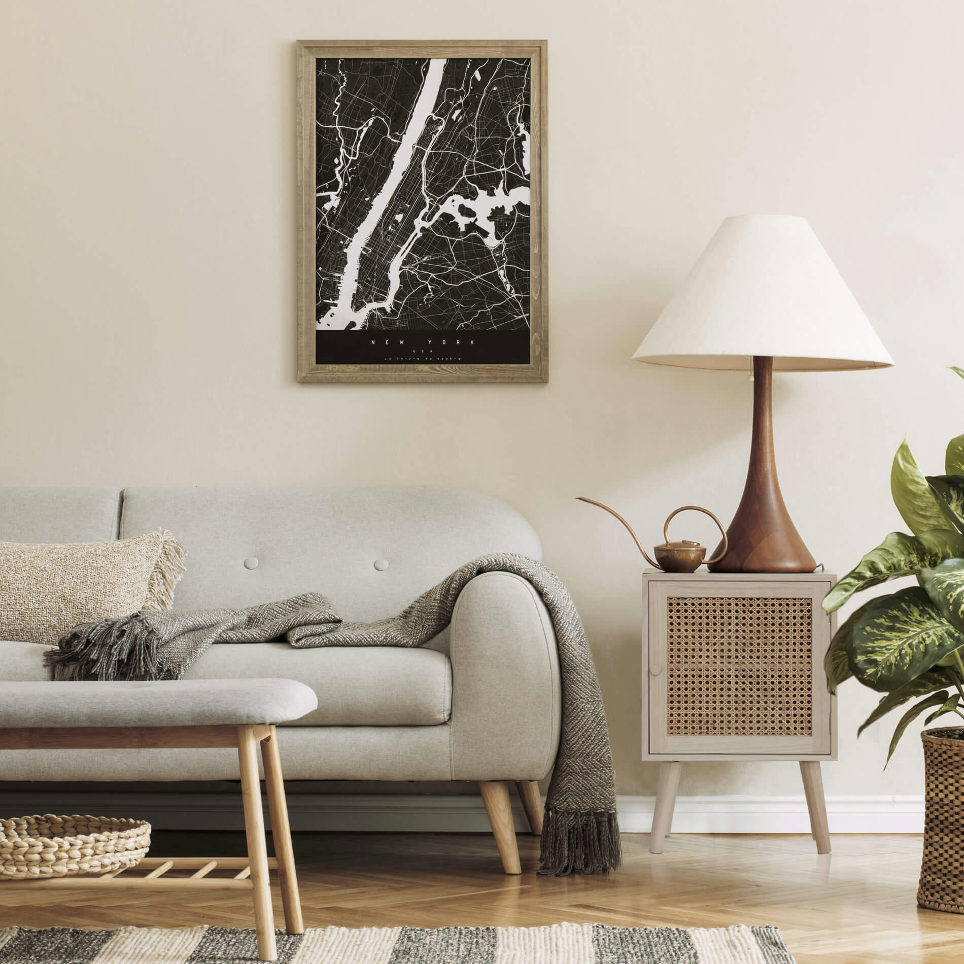 - Table de chevet scandinave avec 1 porte en bois marron