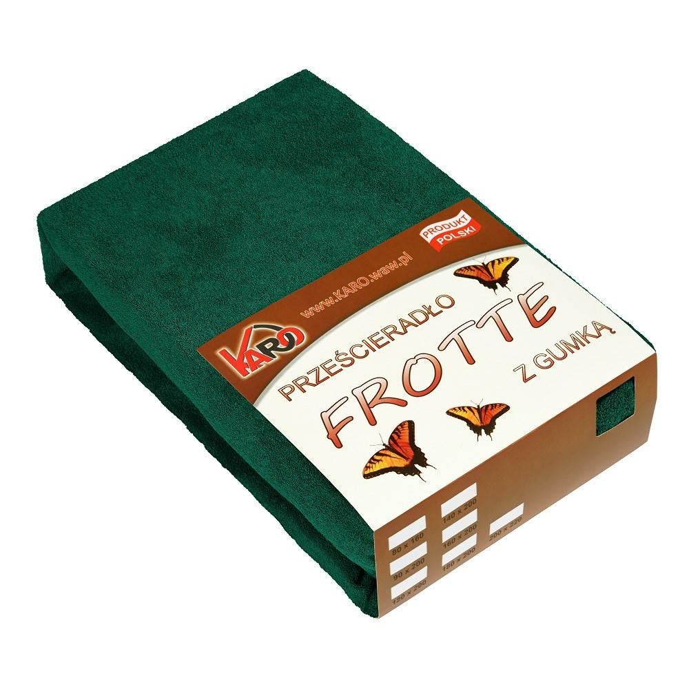 Prześcieradło frotte z gumką 80x200 zielone butelkowe KARO