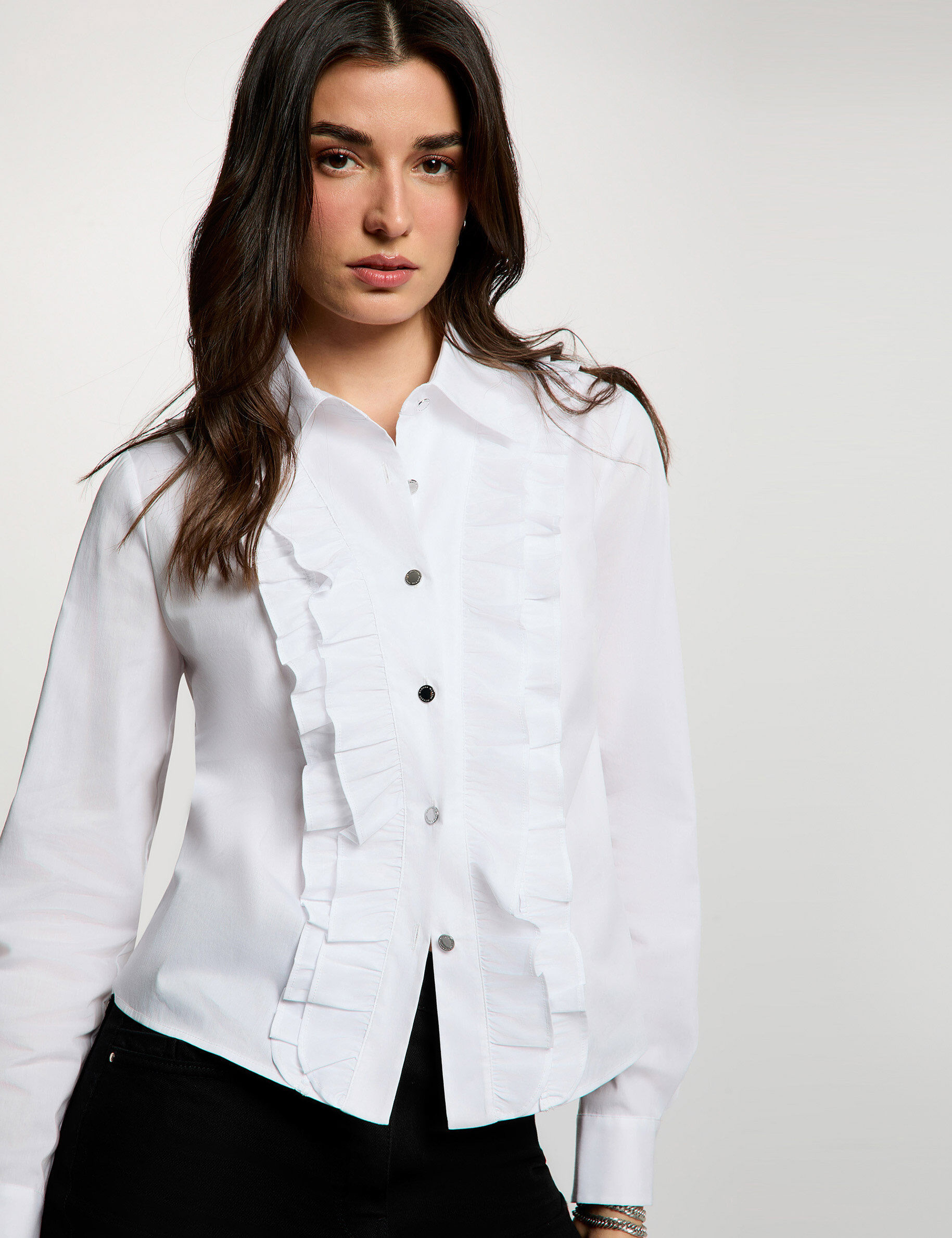 Straight Shirt With Notch Collar White Women