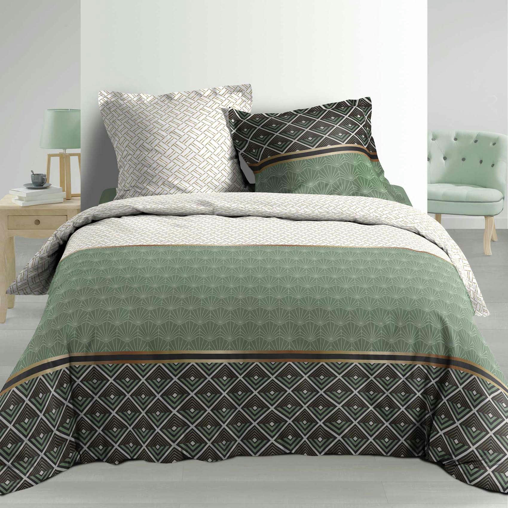 - Parure de lit esprit art déco coton multicolore 220 x 240