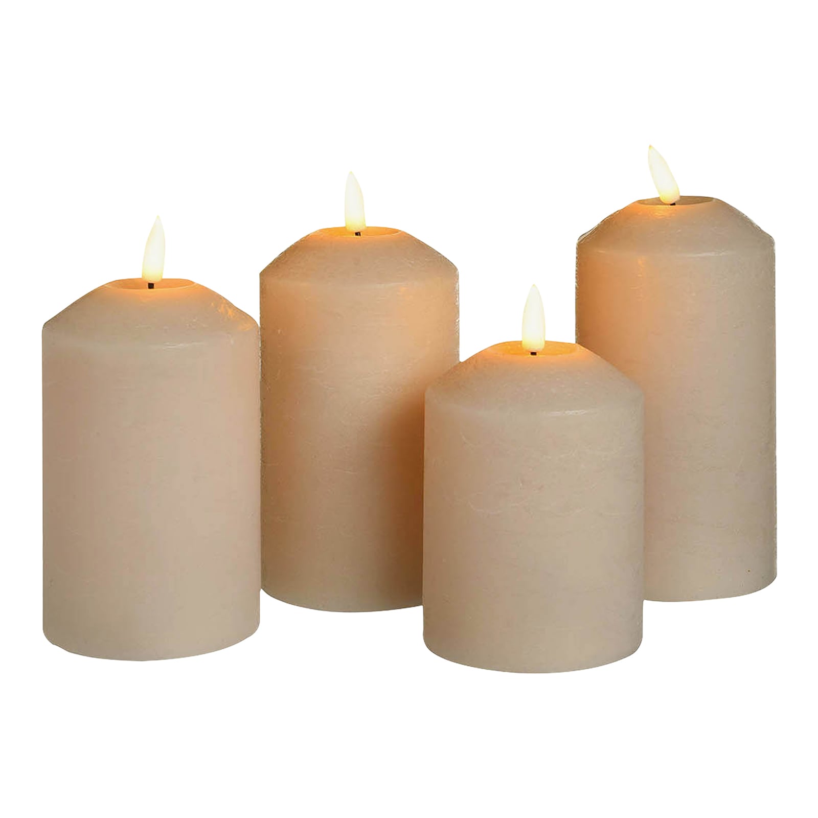 LED-Stumpenkerzen-Set Beige, 4 -tlg.