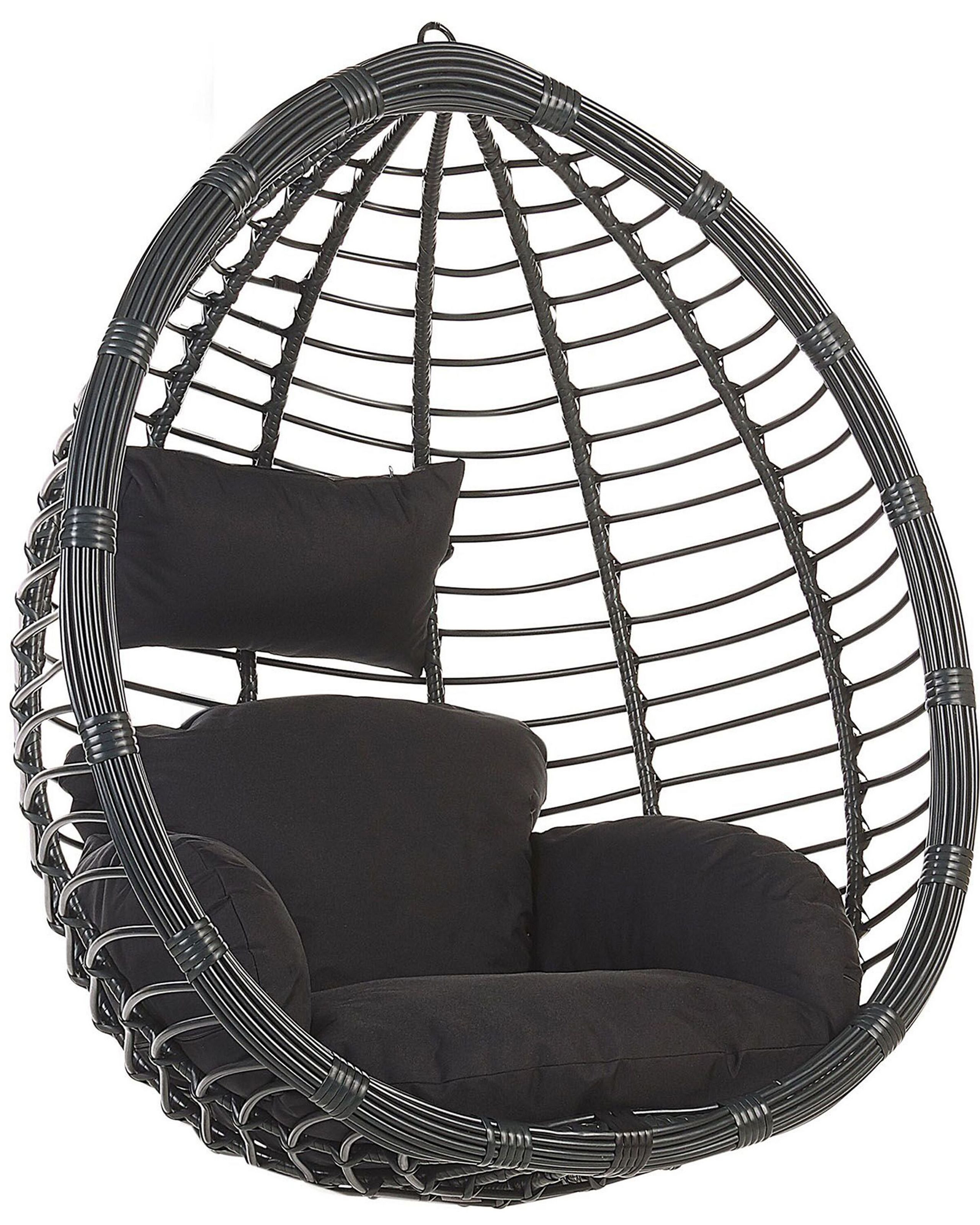 Fotel wiszący bujany jajo rattan czarny