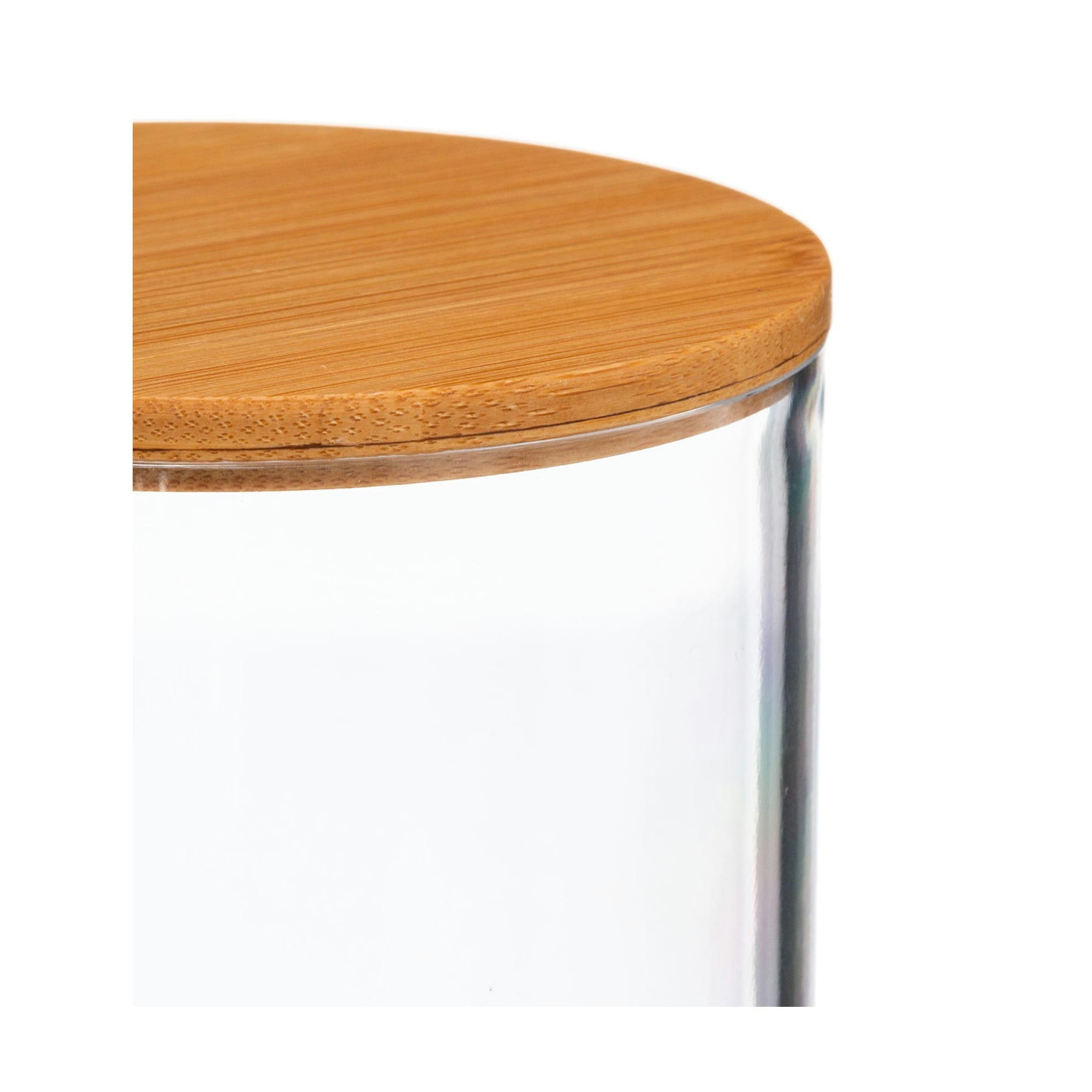 - Boîte cotons transparent et bambou - 9.7x9.7x9.6cm