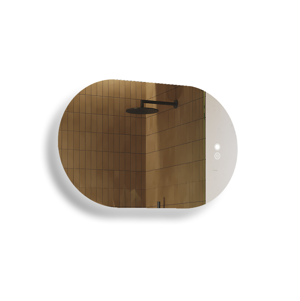 Lustro łazienkowe LED 80x50cm - owalne - LED Dual, włącznik, mata grzewcza