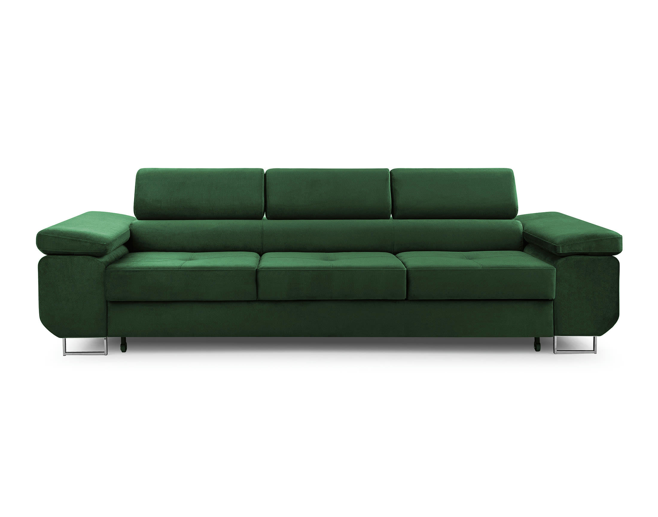 PABLO - Canapé droit convertible 3 places en velours vert