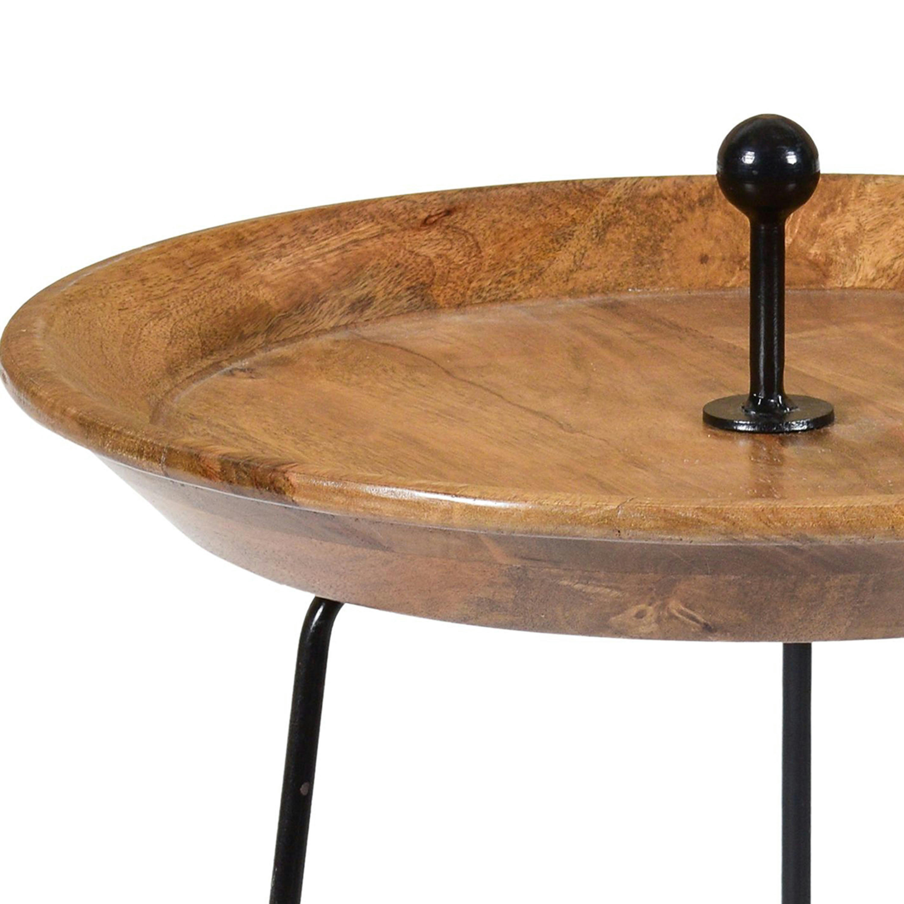 EMMA - EMMA,Table basse ronde D.45 cm en Manguier massif et métal noir