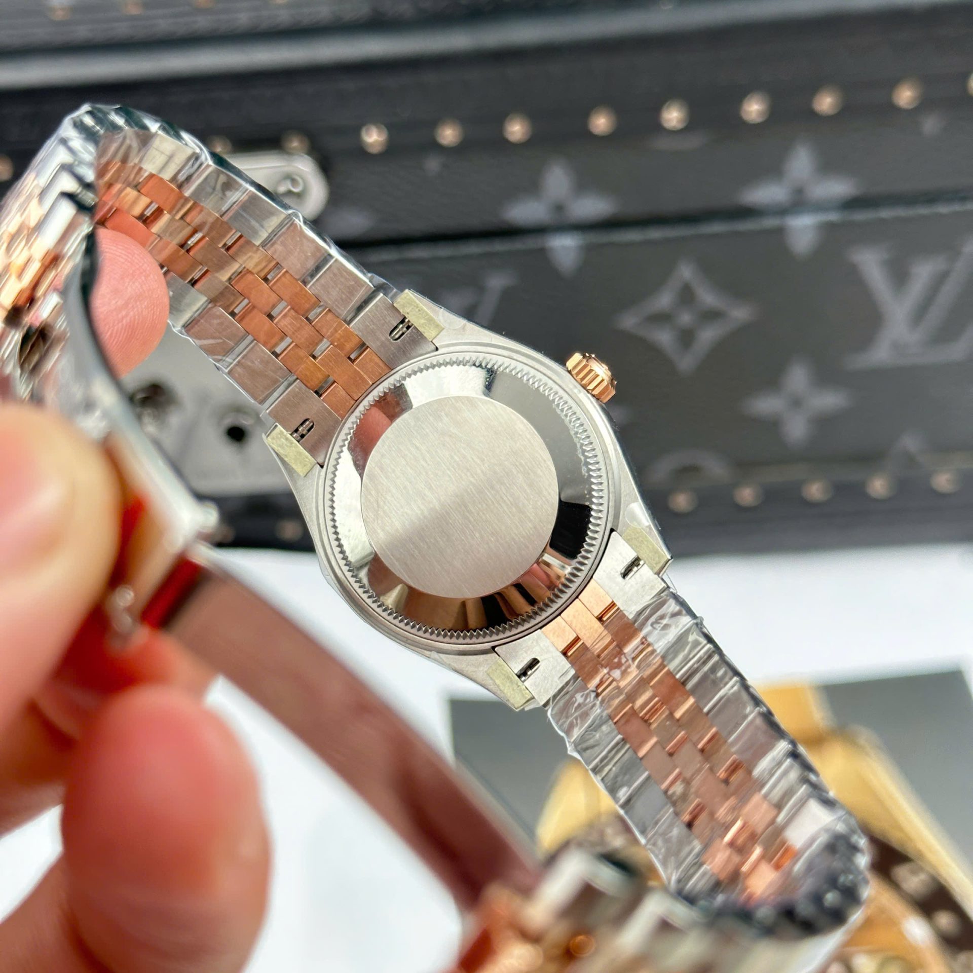 Rolex Datejust SS/RG Plated Fluted Pink Dial CZ Diamonds 31mm Jub AAA Replica