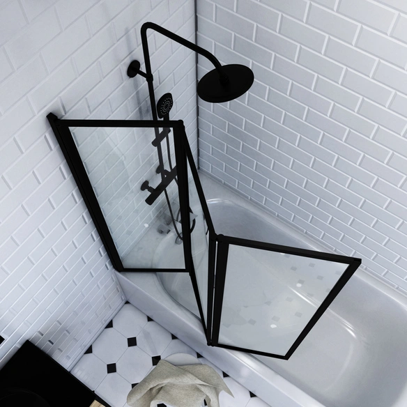 Badewannenfaltwand »Triple Black«, BxH: 125 x 143 cm, Sicherheitsglas