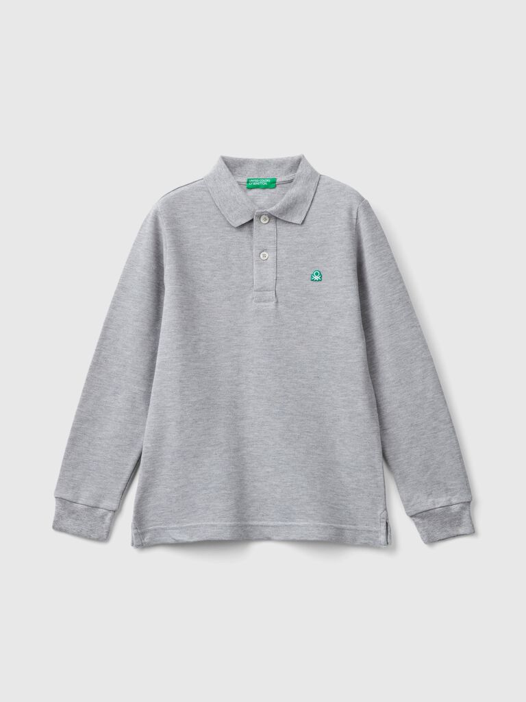 Long sleeve polo in cotton