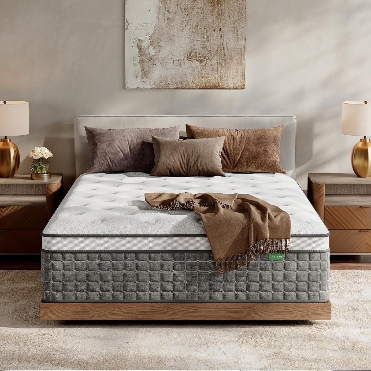 King Size Mattress, Medium Firm 12 Inch Hybrid Mattress King Size in a Box - Memory Foam & Pocket Springs for Back Pain Relief, Fiberglass Free, Motion Isolation, CertiPUR-US & OEKO-TEX Certified
