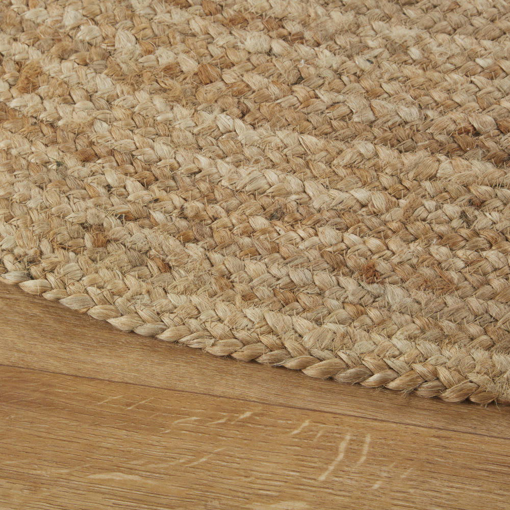 - Tapis tressé ovale en jute beige, 140x200