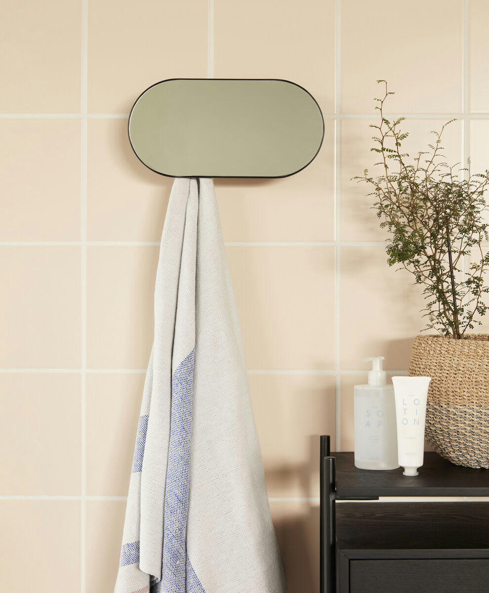 FUNCTIONALISM - Porte-manteau 5 crochets en métal noir avec miroir