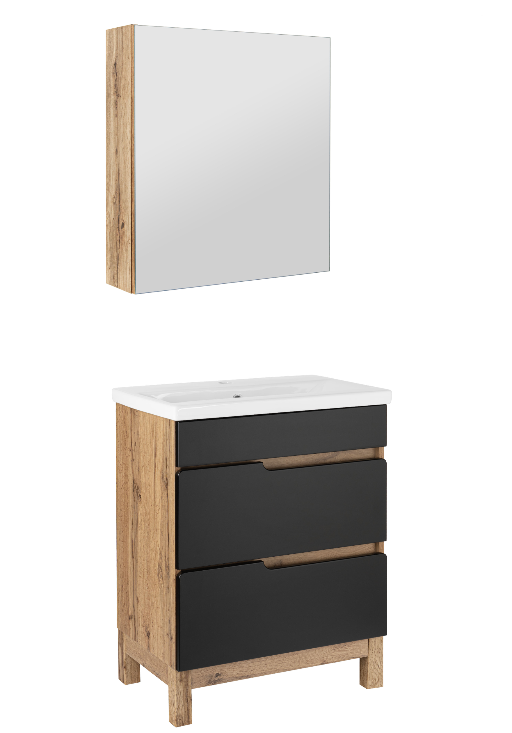 Zestaw Łazienkowy 60cm Alma Dąb Wotan / Czarny Mat 4