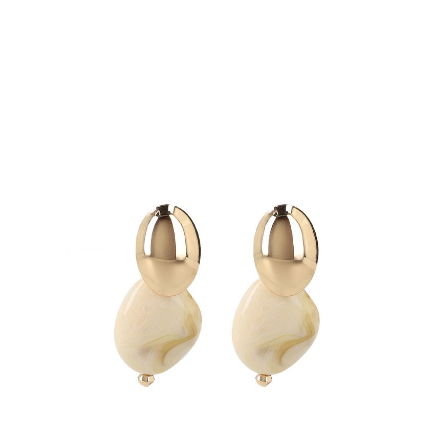 Manfield Gouden statement oorbellen met groene knopen