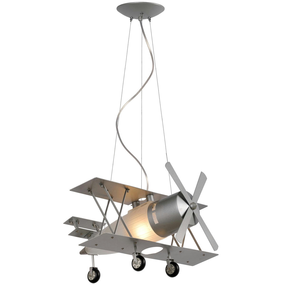 FOCKER - Suspension avion enfant en métal gris