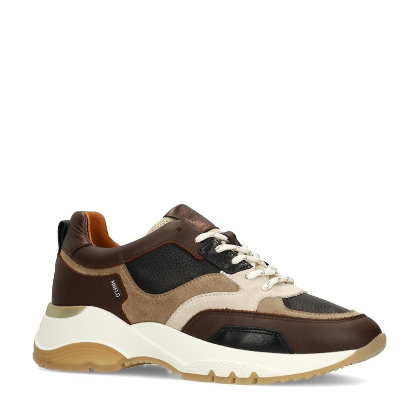 Manfield Bruine leren sneakers