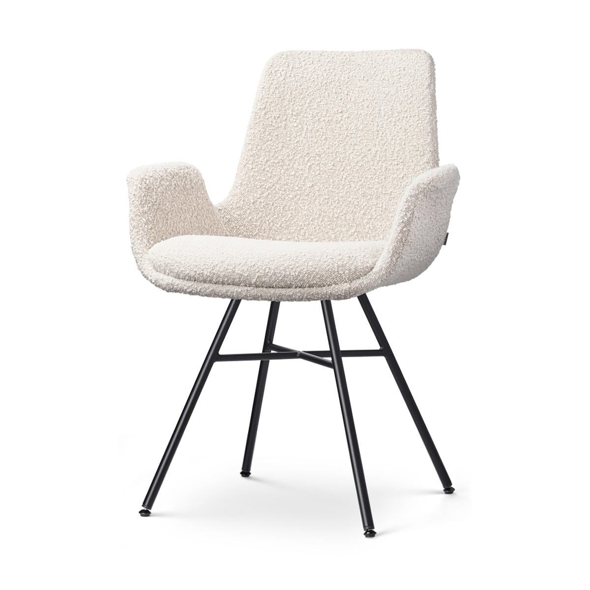 Nolon Noa-Eef Eetkamerstoel Bouclé Beige - met Armleuning - Zwart
