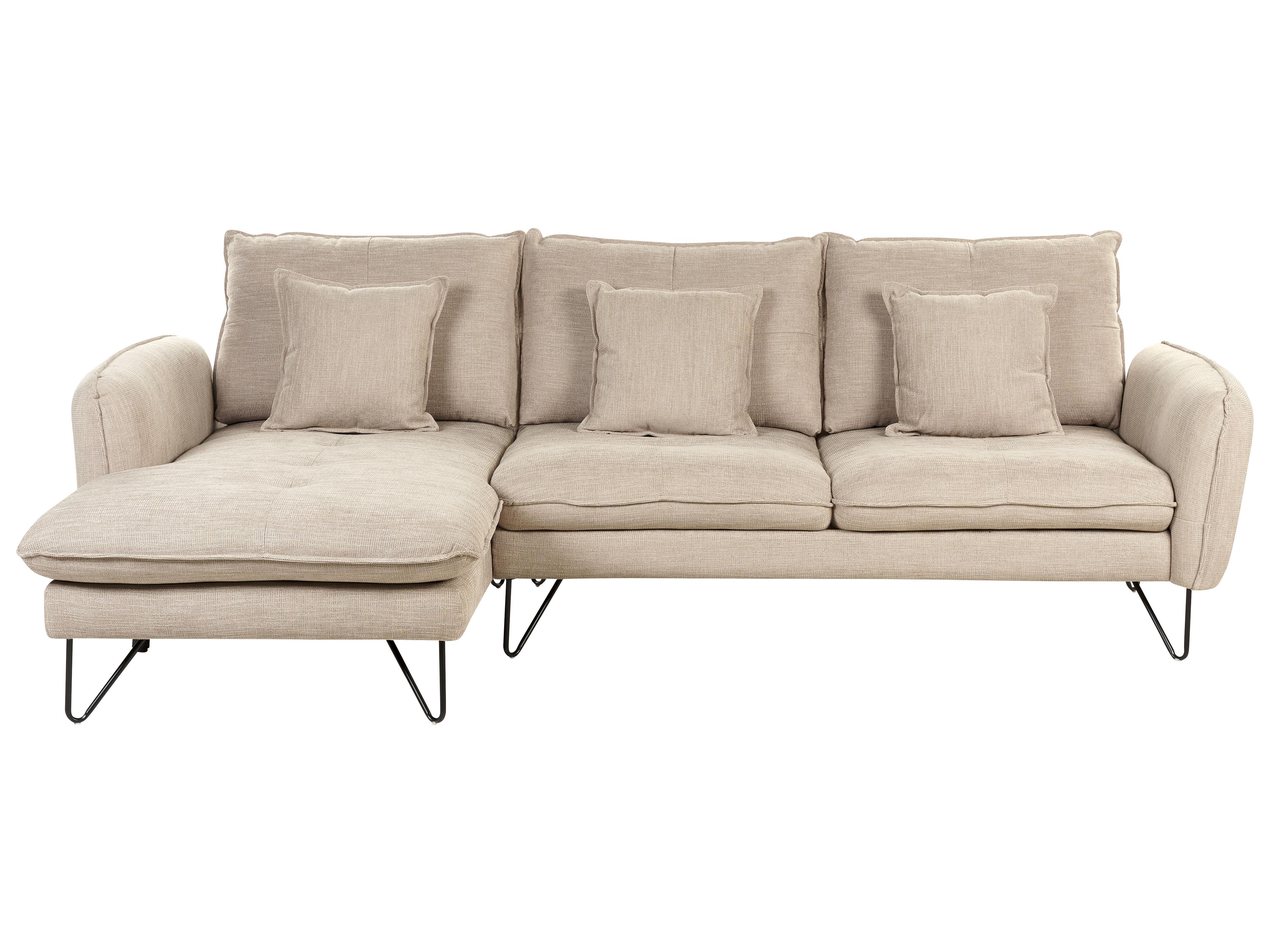 Corner Sofa 3 Seater SERSAN Chenille White Left Hand