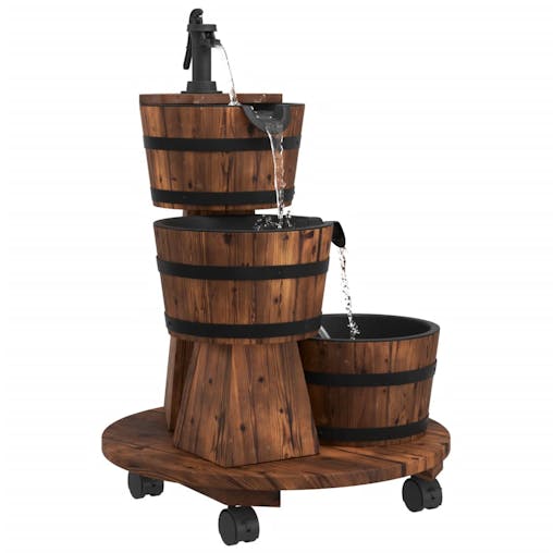 NNEVL Wheeled Water Fountain with Pump 55x55x80 cm Solid Wood Fir