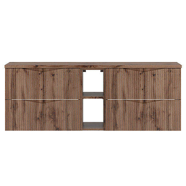 Meuble sous-vasque 140cm 2 niches plan de toilette Tao Bois