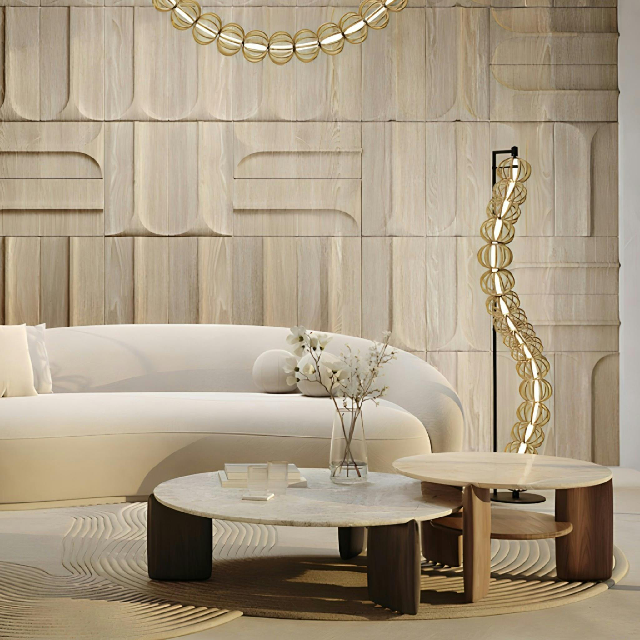 Lampadaire salon design – guirlande métal doré EDEN