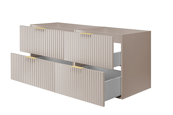 Meuble vasque, Cachemire, 120 (2 x 60) x 57 x 46 cm, poignée dorée, sans plateau
