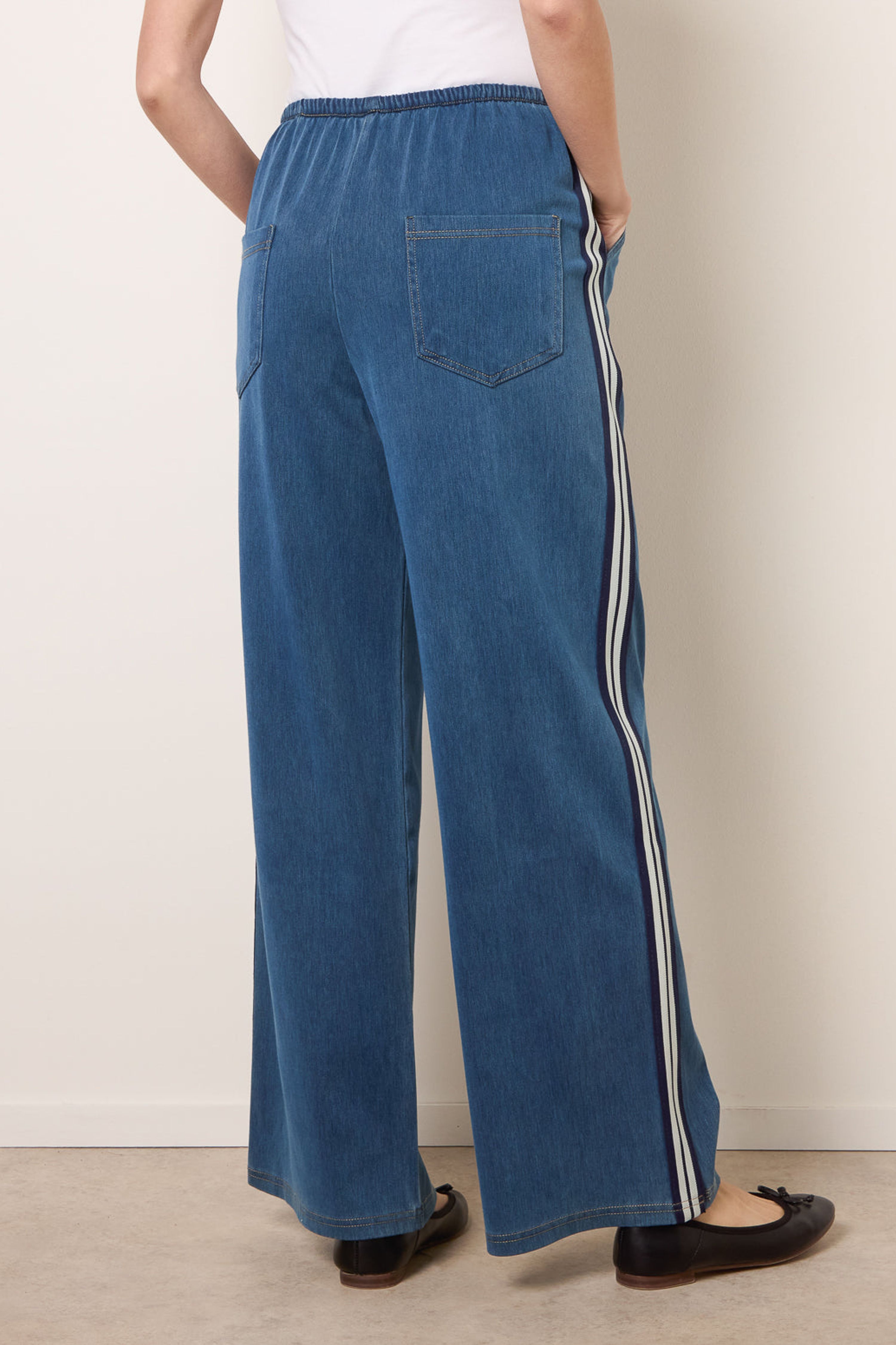 Blue Vanilla Blue Stripe Trousers With Elasticated Waist