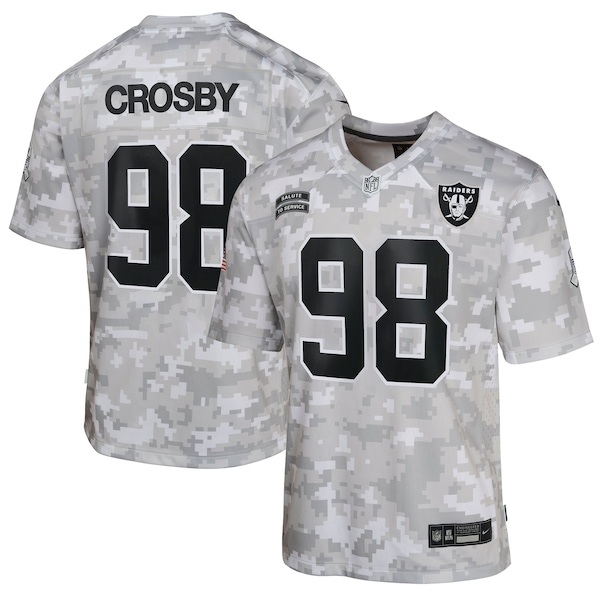 Maxx Crosby Las Vegas Raiders Nike Youth 2024 Salute to Service Game Jersey - Arctic Camo