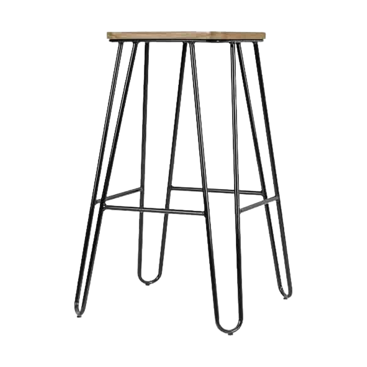 Legend Wire metalen barkruk zwart - met houten zitting - 65 cm