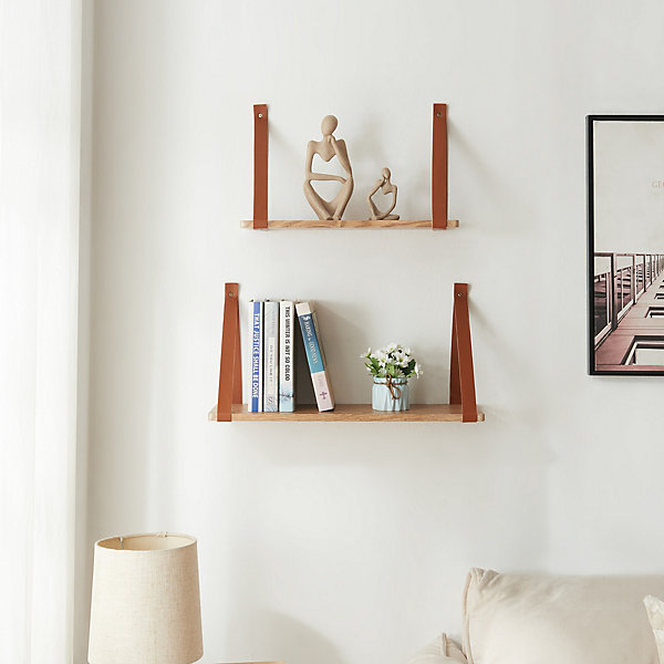 Lot de 2 étagères murales Utsira de tailles différentes marron effet chêne en.casa