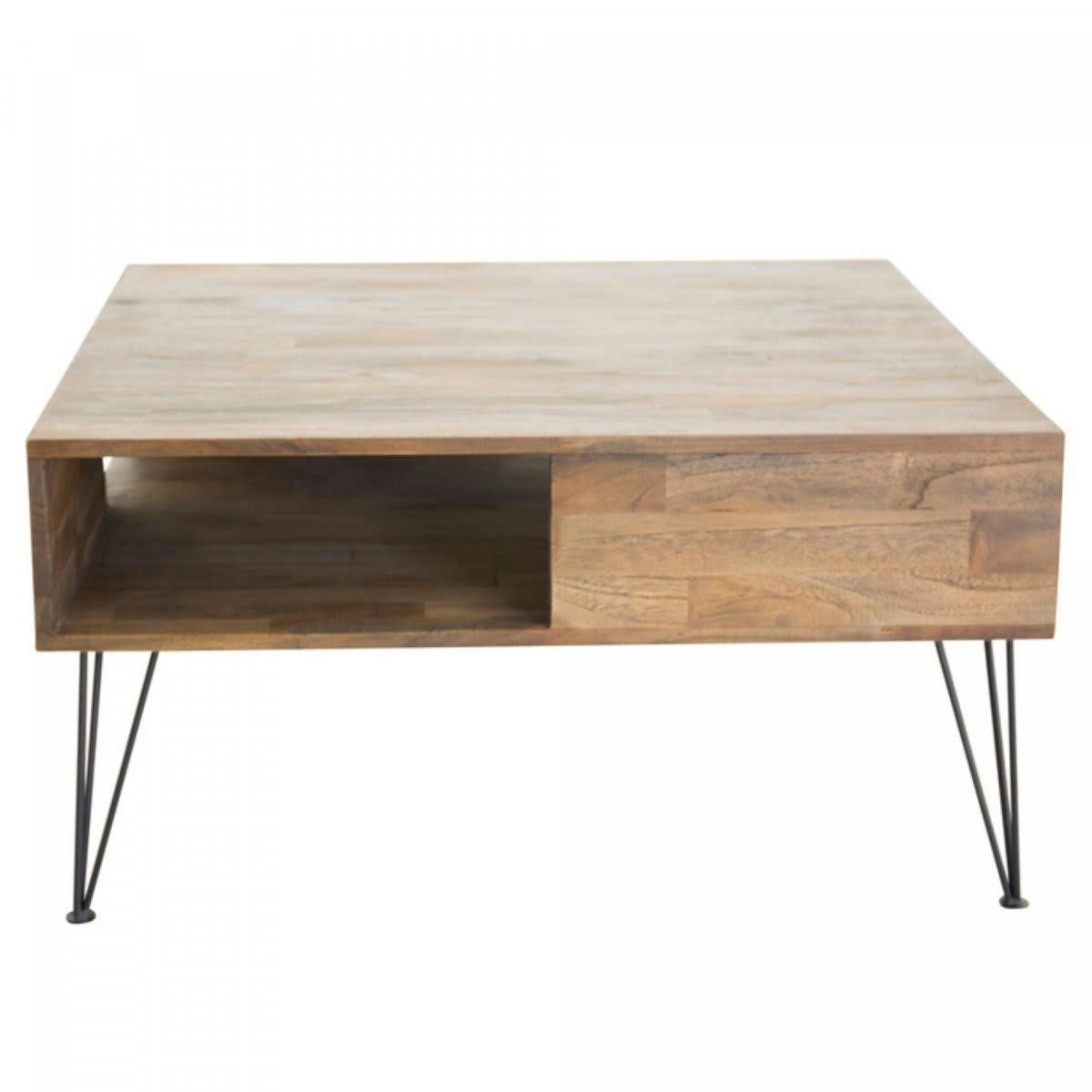 GIADA - Table basse en bois avec pieds en métal noir
