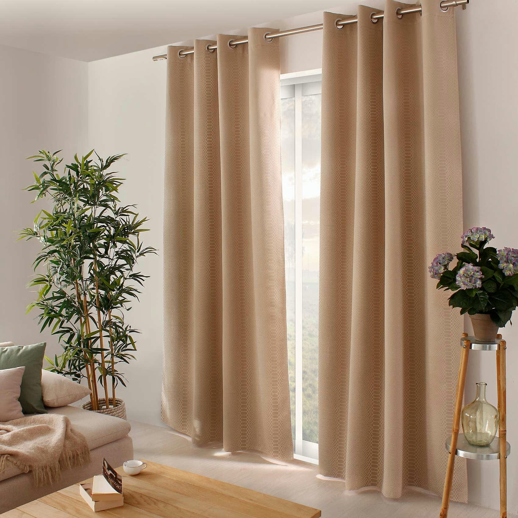 - Rideau occultant imprimé peau de serpent polyester naturel 140x240 cm