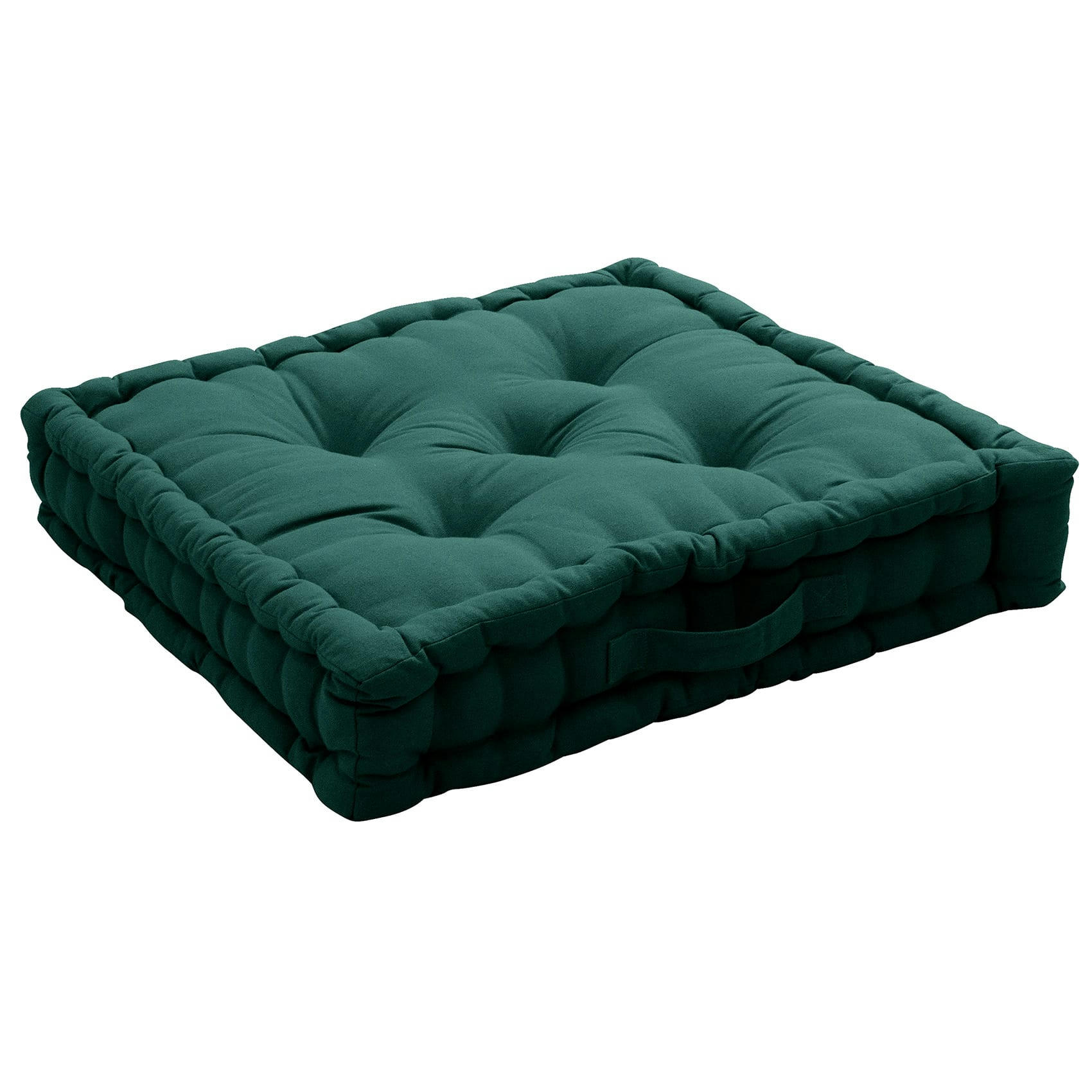 - Coussin de sol uni - 50x50cm - Coton - Vert foncé