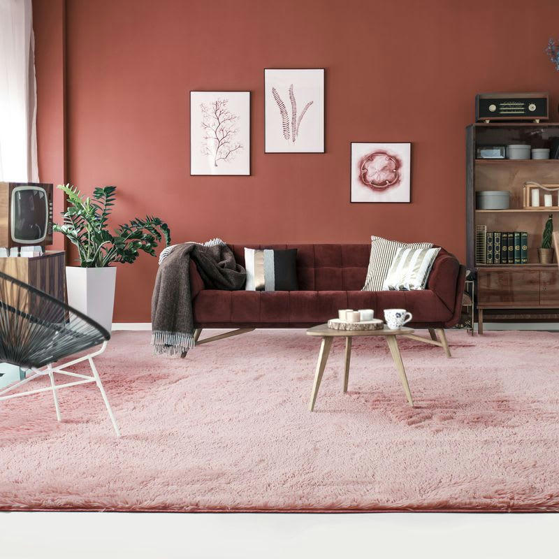 NEO - Tapis lavable à base fine et souple extra doux rose 225x340