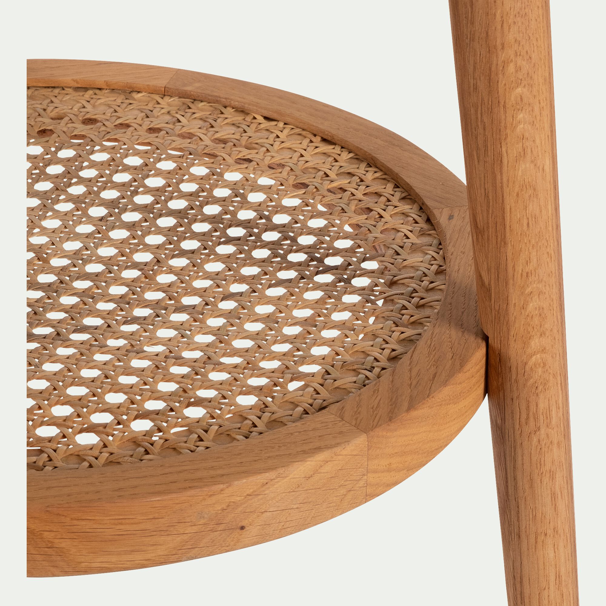 ANNOT - Bout de canapé en chêne massif et cannage D40xH60cm - bois clair
