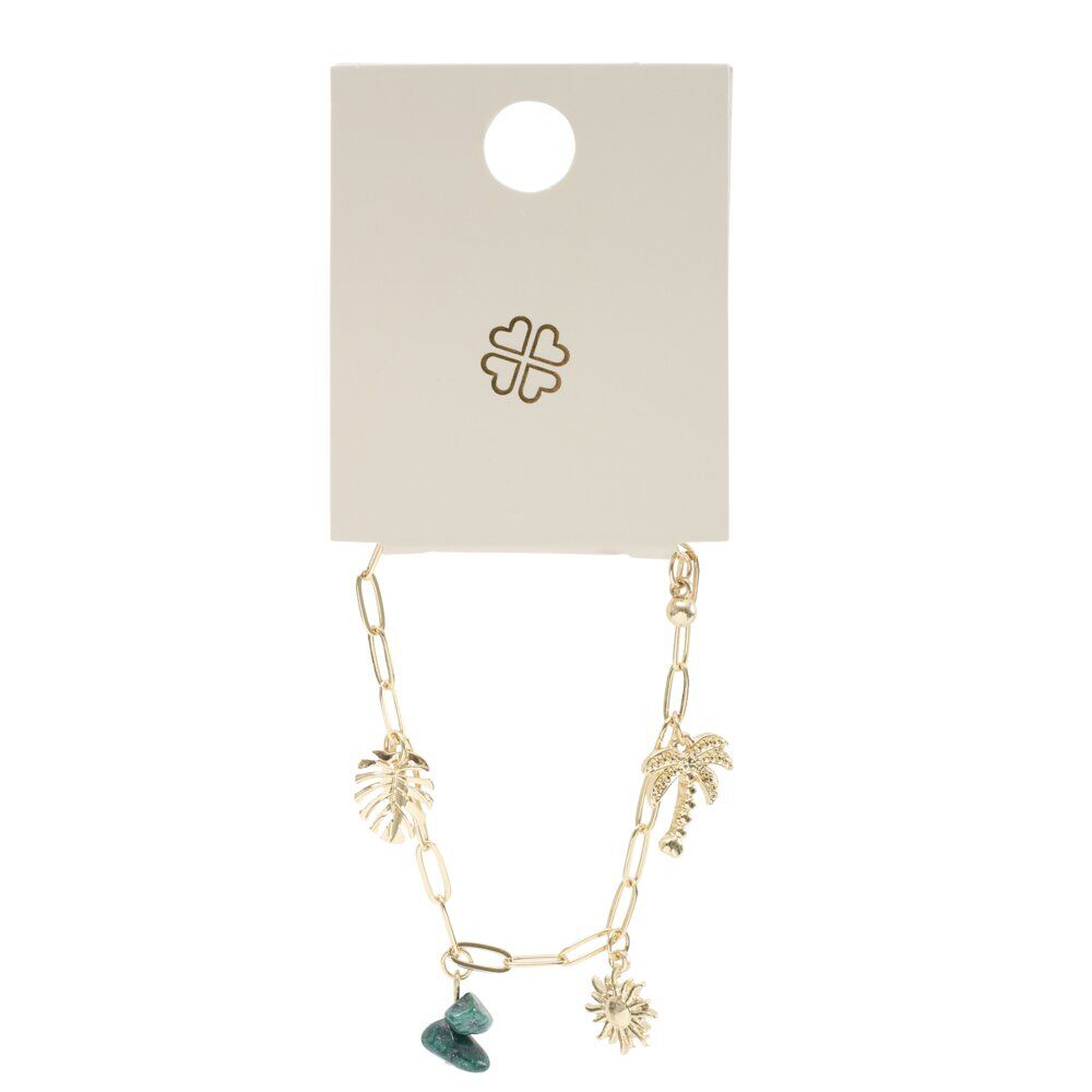 Bracelet chaÎne avec pampilles thème plage métal doré L10cm