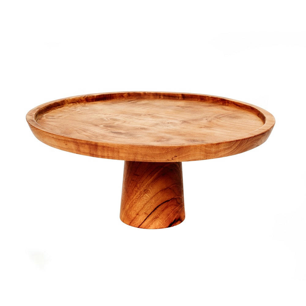 TEAK ROOT - Plat à gâteaux en bois de teck 28x13