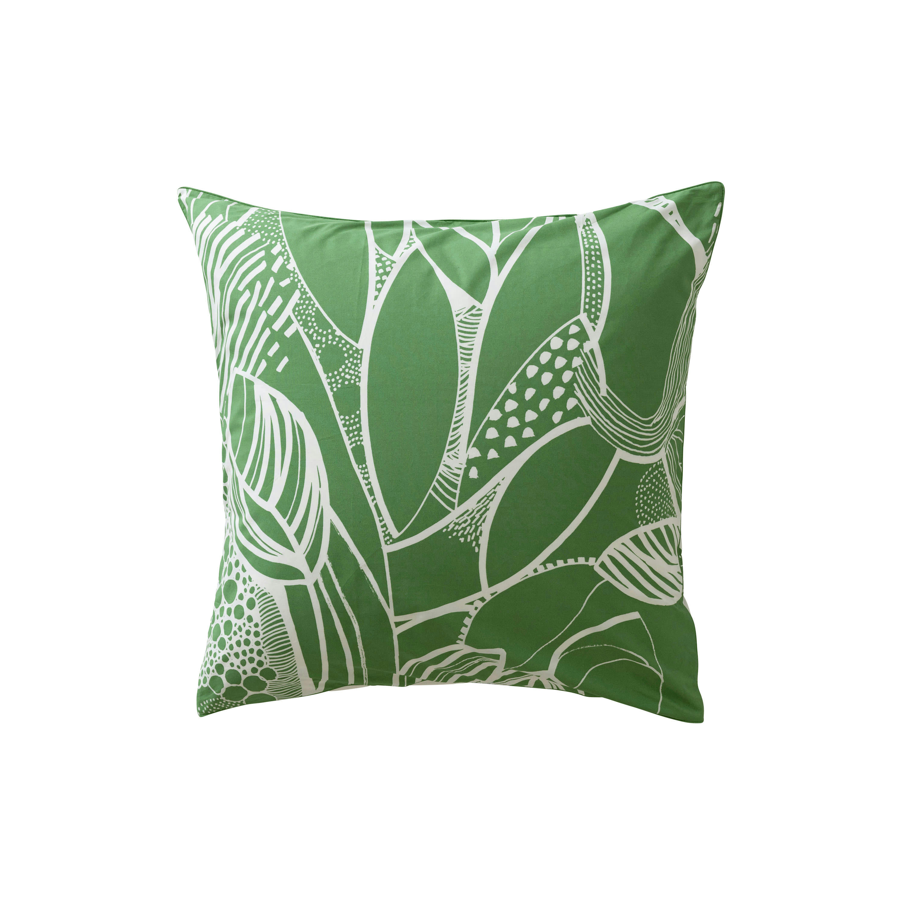 CANOPEE - Taie d'oreiller carrée percale de coton bio imprimé vert 64 x 64 cm