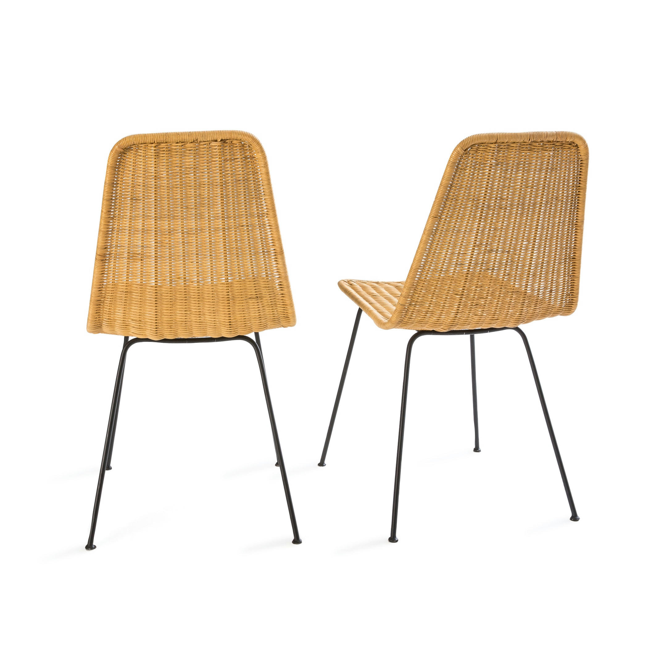 Lot de 2 chaises en rotin tressé et acier, Roson