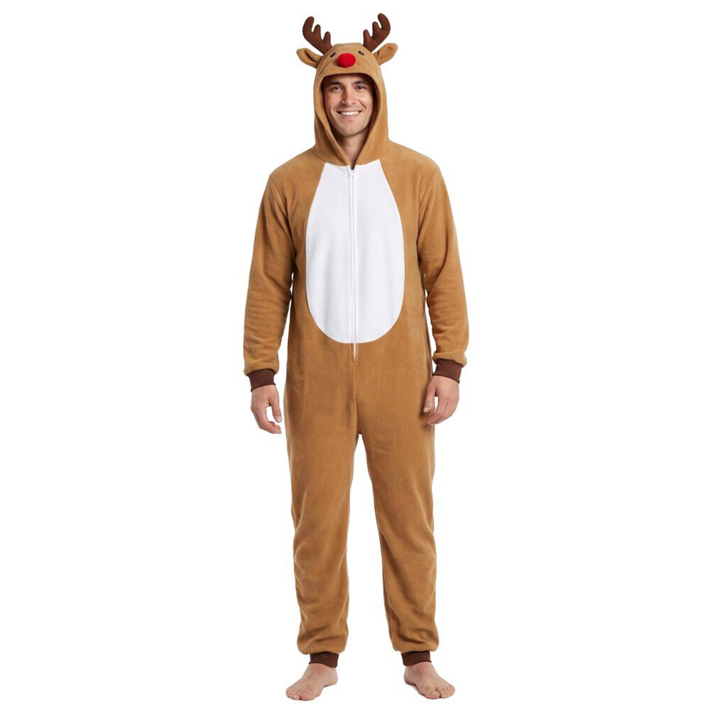 Déguisement combinaison adulte mixte renne marron S/M-L/XL