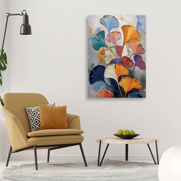 Feeby Obraz na płótnie, Ginko Kwiaty Botanika Abstrakcja 40x60