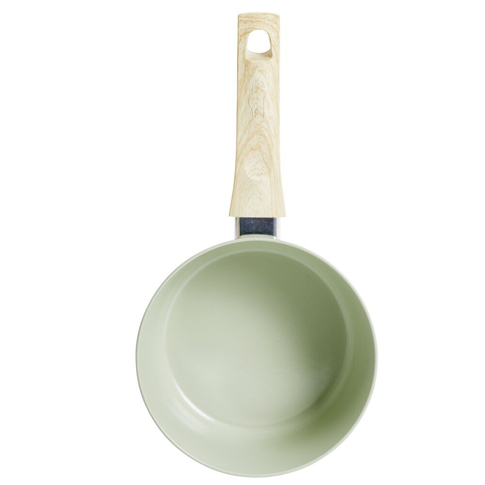 Casserole poignée effet bois aluminium et céramique vert Ø18cm