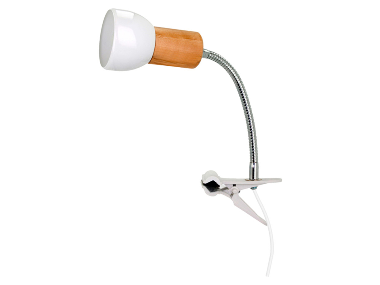 Lampa biurkowa klips Svend metalowa biało-brązowa
