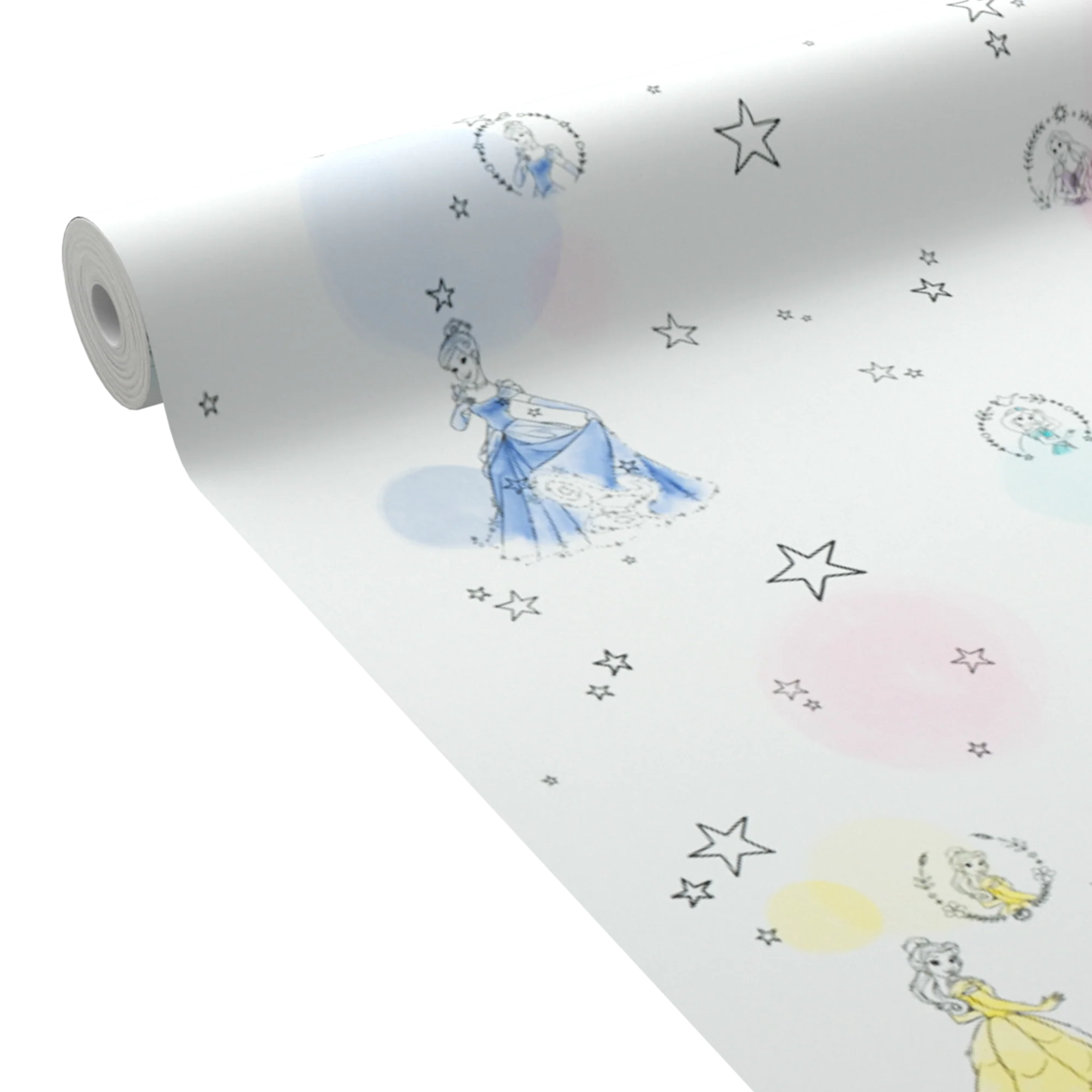 Papier peint intissé DISNEY PRINCESSES rose pastel et mauve clair