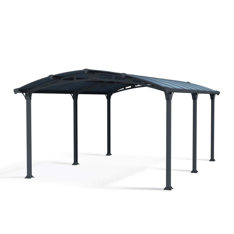 Carport en aluminium Arcadia gris foncé 16,5 m²