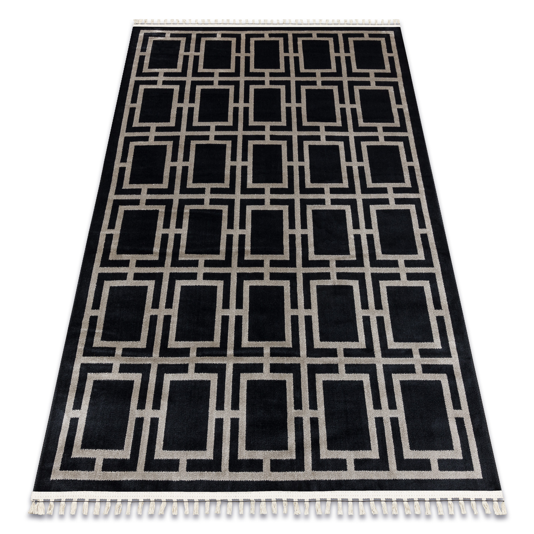 Dywan AMOUR 53078B czarny - Geometryczny, linie nowoczesny, 78x150 cm