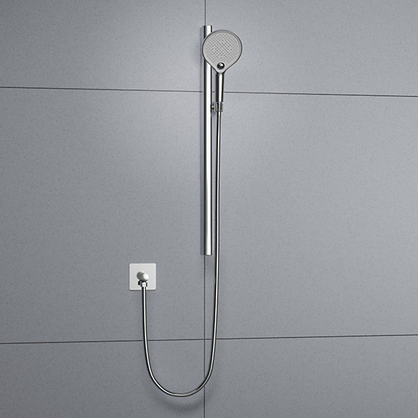 Barre de douche aluminium avec flexible 1.5m et douchette 3 types de jets - Chrome - 4x76x7cm (LxHxP) - BS401