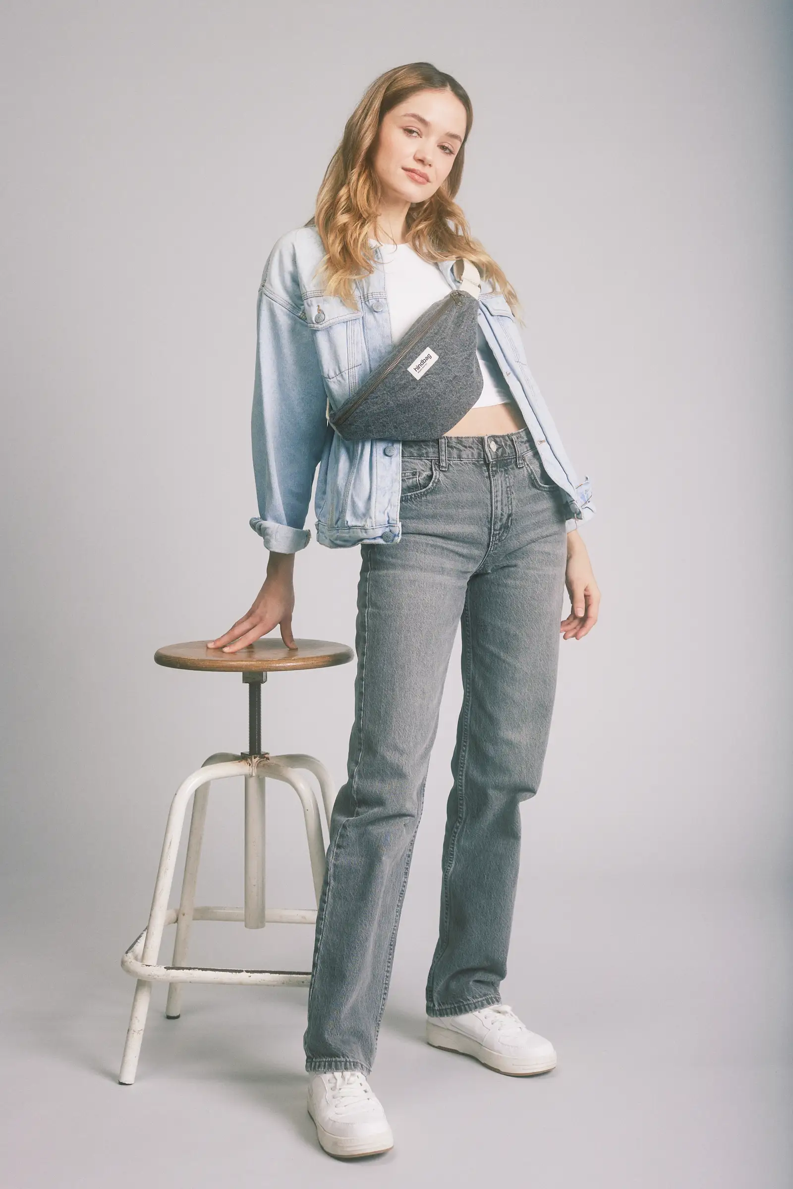 Sac banane Olivia Denim Gris